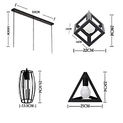 Acheter Stoex E27 Lustre Suspension industrielle rétro cage en 3 forme différentes abat-jour vintage E27 luminaire Noir