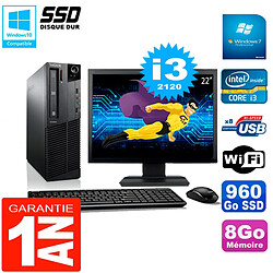 PC Lenovo M92p SFF Ecran 22" Core I3-2120 8Go Disque 960Go SSD Wifi W7 · Occasion 