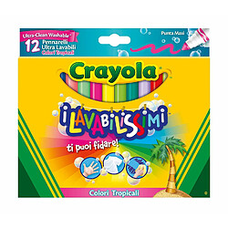 Crayola ? 58 ? 8335 ? Les lavabilissimi 12 marqueurs, Pointe Maxi, Couleurs Tropicales