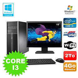 Lot PC Tour HP 8200 Core I3-2120 4Go 2To Graveur WIFI W7 + Ecran 19 · Occasion 