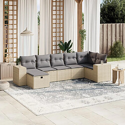 vidaXL Salon de jardin avec coussins 7pcs mélange beige résine tressée 