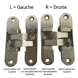 Secury-T Charnière invisible droite zamac satiné réglable 3 dimensions 95X23/6