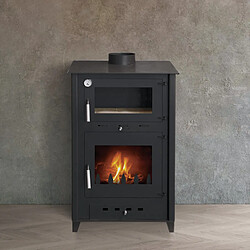 Interstoves Poêle à bois avec four Rosa 10 | Bûches 50cm - Noir pas cher