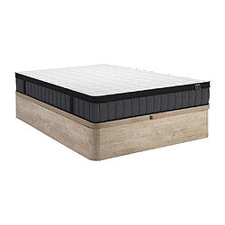 Vente-Unique Ensemble 160 x 200 cm sommier coffre naturel clair + matelas ressorts ensachés 7 zones et mémoire de forme rafraichissante ép.25cm - TOLCA de YSMÉE