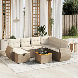 vidaXL Salon de jardin avec coussins 8 pcs beige résine tressée 