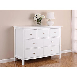 Vente-Unique Commode ALBANE - 7 tiroirs - Pin blanc