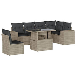 vidaXL Salon de jardin avec coussins 7 pcs gris clair résine tressée