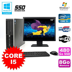 Lot PC HP Elite 8100 SFF Intel Core i5 3.2GHz 8Go 480Go SSD Graveur WIFI W7 +19 - Occasion