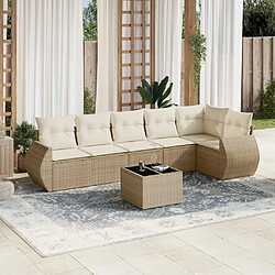 vidaXL Salon de jardin avec coussins 7 pcs beige résine tressée