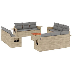 vidaXL Salon de jardin et coussins 13 pcs mélange beige résine tressée