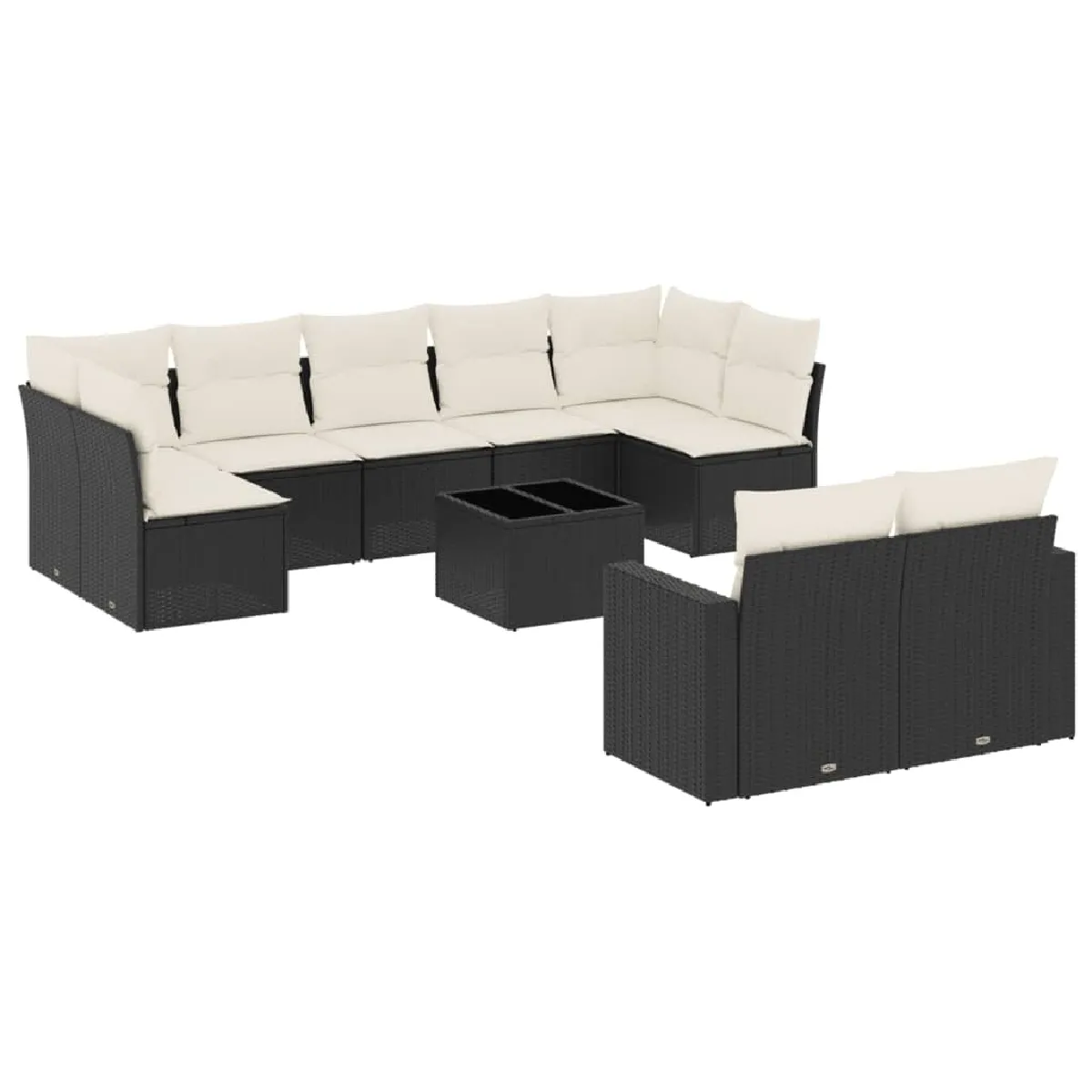 Maison Chic Salon de jardin 10 pcs avec coussins, Ensemble Tables et chaises d'extérieur noir résine tressée -GKD550608