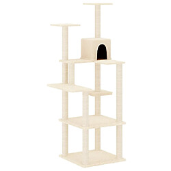 Arbre à chat avec griffoirs,niche pour chat en sisal Crème 153 cm -MN82852