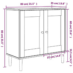 vidaXL Buffet SENJA aspect rotin noir 80x35x80 cm bois massif de pin pas cher