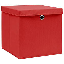 Maison Chic Lot de 4 Boîtes de rangement,Boîtes de stockage avec couvercles 28x28x28 cm Rouge -MN251465