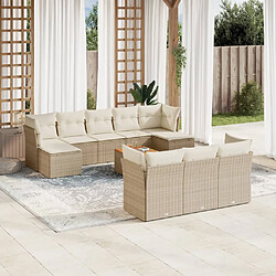 vidaXL Salon de jardin 11 pcs avec coussins beige résine tressée 