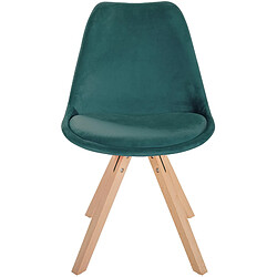 Decoshop26 Chaise de salle à manger x1 style scandinave en velours vert pieds en bois clair 10_0001469