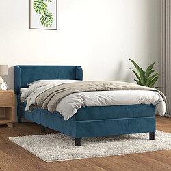 Maison Chic Lit Adulte - Lit simple Lit à sommier tapissier avec matelas moelleux - Meuble de Chambre - Bleu foncé 90x190 cm -MN26589