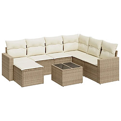 vidaXL Salon de jardin avec coussins 8 pcs beige résine tressée