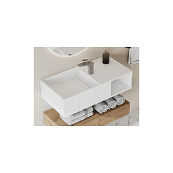 Vente-Unique Plan vasque suspendu en solid surface avec niche - Blanc - L80 x l40 x H20 cm - GOYOKO 