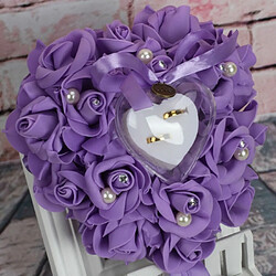 Wewoo Fleurs Artificielles La boîte à bagues en forme de coeur peut accrocher la mousse de simulation Rose oreiller anneau fournitures de mariage violet 