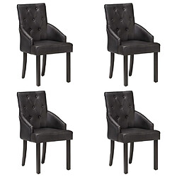 vidaXL Chaises à manger lot de 4 noir cuir de chèvre véritable 