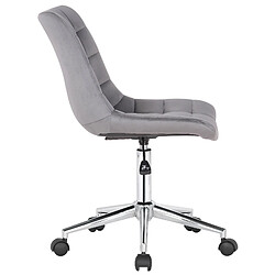 Decoshop26 Chaise de bureau en velours gris sur roulettes design moderne hauteur réglable BUR10595