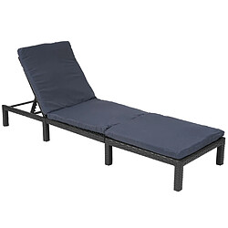 Acheter Mendler Chaise longue HWC-A51, polyrotin, bain de soleil, transat de jardin ~ Basic anthracite, coussin gris