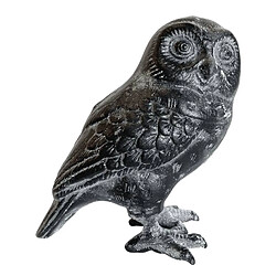 L'Héritier Du Temps Hibou Chouette Statue Statuette Sculpture Oiseau en Fonte Patinée Grise 9x15x16cm 