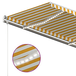 Acheter vidaXL Auvent automatique capteur de vent/LED 450x300cm Jaune et blanc