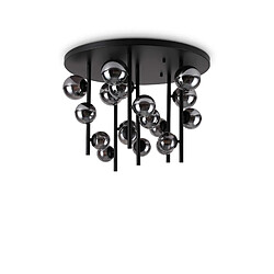 Ideal Lux Plafonnier globe à 18 ampoules, noir, abat-jour gris fumé Matériau : MétalColoris : NoirNombre d'ampoules : 18Type d'ampoule : G9Puissance max par ampoule (W) : 15Ampoules incluses : OuiIP : 20Hauteur en Cm : 50.5Diamètre en C