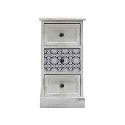 Mobili Rebecca Table De Chevet 3 Tiroirs, Petite Commode En Bois Mdf, Blanc Gris Shabby