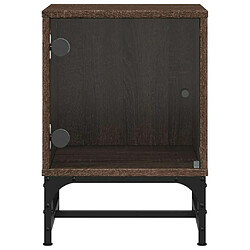 Maison Chic Table de chevet | Table de nuit avec porte en verre chêne marron 35x37x50 cm -GKD89804 pas cher