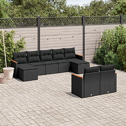 Maison Chic Ensemble Tables et chaises d'extérieur 9 pcs avec coussins,Salon de jardin noir résine tressée -GKD856078