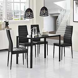 Table à manger avec 4 chaises Bergen similicuir noir [en.casa]