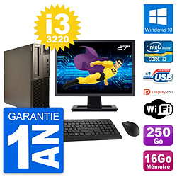 PC Lenovo M82 SFF Ecran 27" Intel i3-3220 RAM 16Go Disque 250Go Windows 10 Wifi - Occasion