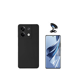 Kit de film en verre trempé de la couverture 5D + couvercle de silicone liquide + SuppOrt Magnétique Phonecare pour Xiaomi Redmi Note 13 - le noir