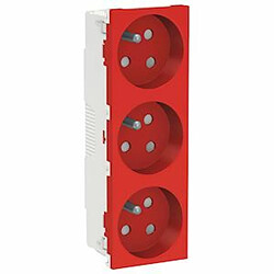 prise de courant - goulotte - 3 x 2p+t - 45d - détrompage - rouge - schneider electric nu307103t 