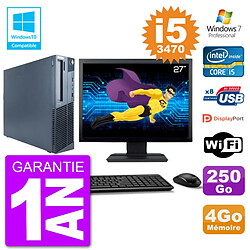 PC Lenovo M82 SFF Ecran 27" i5-3470 RAM 4Go Disque 250Go Graveur DVD Wifi W7 - Occasion