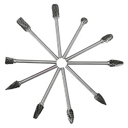 10pcs Professionnel 1/8 ""Fraise Rotary Burrs Fraise Outils Fraises au carbure de tungstène