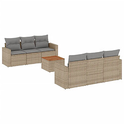 vidaXL Salon de jardin avec coussins 7pcs mélange beige résine tressée