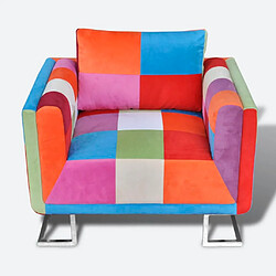 Avis Helloshop26 Fauteuil chaise siège lounge design club sofa salon cube avec de patchwork chrome tissu 1102040/3