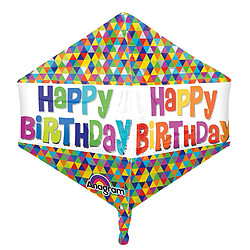 Chandos Amscan Anglez Ballon Motif Geo Happy Birthday 