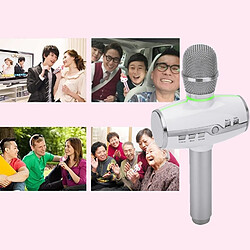 Wewoo Micro sans fil argent pour ordinateur portable, PC, haut-parleur, casque, iPad, iPhone, Galaxy, Huawei, Xiaomi, LG, HTC et autres smartphone haute qualité sonore KTV Karaoke enregistrement coloré RVB néon lumières Bluetooth sans Microphone à condensateur, pas cher