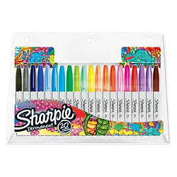 Marqueur permanent à capuchon Sharpie pointe conique fine - couleurs assorties - Pochette de 20 Marqueur permanent à capuchon Sharpie pointe conique fine - couleurs assorties - Pochette de 20 - Assorties - SHARPIE