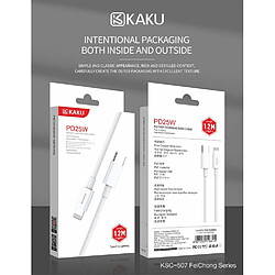 iKaku KSC-507 Câble universel Type-C vers Lightning PD25W pour chargement et transfert de données 1 m Blanc