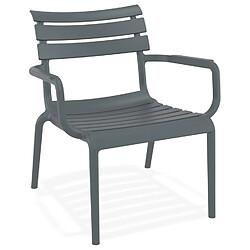 Alterego Chaise de jardin avec accoudoirs 'AROMA' grise foncé en matière plastique AROMA