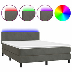 Sommier à lattes LED,Cadre à lattes de lit avec matelas pour Adulte Gris foncé 140x190 cm -MN52310