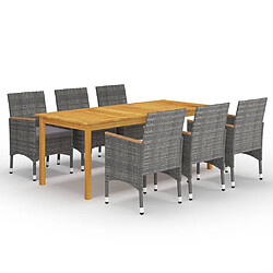 Maison Chic Ensemble de salle à manger de jardin 7 pcs,Table et chaises d'extérieur Gris -GKD134006