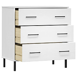 Maison Chic Buffet commode,console avec 3 tiroirs pour rangement Blanc 77x40x79,5 cm Bois massif OSLO -MN20207 pas cher