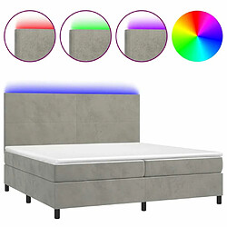 Sommier à lattes LED,Cadre à lattes de lit avec matelas pour Adulte Gris clair 200x200 cm -MN74980